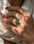 Inel de Logodnă Raphael din Aur 14k cu Smarald Creat în Laborator Emerald Cut 8x10 mm din 14k Aur Roz - Castelo.ro
