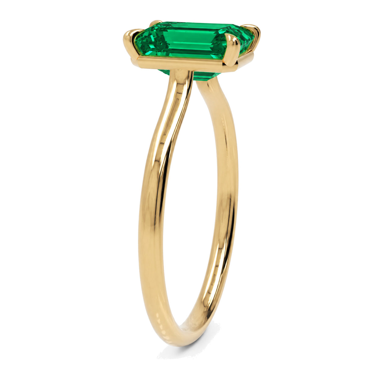 Inel de Logodnă Raphael din Aur 14k cu Smarald Creat în Laborator Emerald Cut 7x9 mm din 14k Aur Galben - Castelo.ro