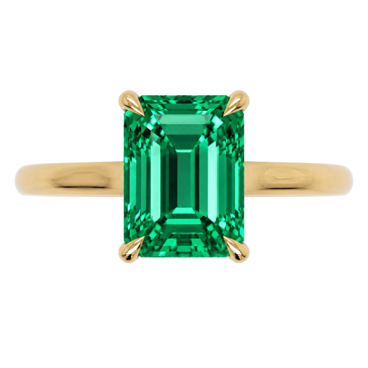 Inel de Logodnă Raphael din Aur 18k cu Smarald Creat în Laborator Emerald Cut 7x9 mm din 18k Aur Galben - Castelo.ro