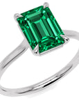 Inel de Logodnă Raphael din Aur 18k cu Smarald Creat în Laborator Emerald Cut 7x9 mm din Platina - Castelo.ro