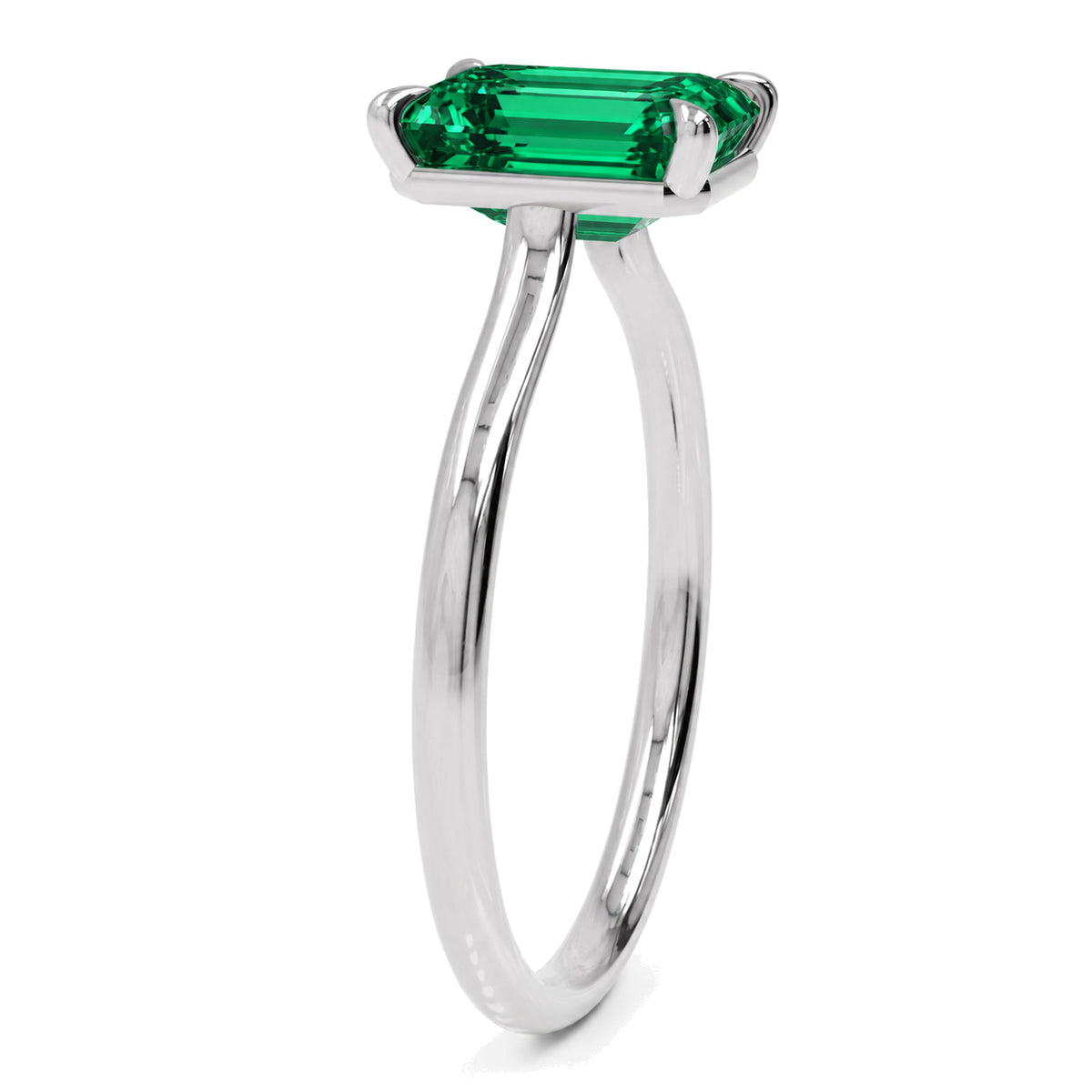 Inel de Logodnă Raphael din Aur 14k cu Smarald Creat în Laborator Emerald Cut 7x9 mm din 14k Aur Alb - Castelo.ro