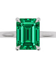 Inel de Logodnă Raphael din Aur 14k cu Smarald Creat în Laborator Emerald Cut 7x9 mm din 14k Aur Alb - Castelo.ro