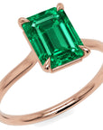 Inel de Logodnă Raphael din Aur 14k cu Smarald Creat în Laborator Emerald Cut 7x9 mm din 14k Aur Roz - Castelo.ro