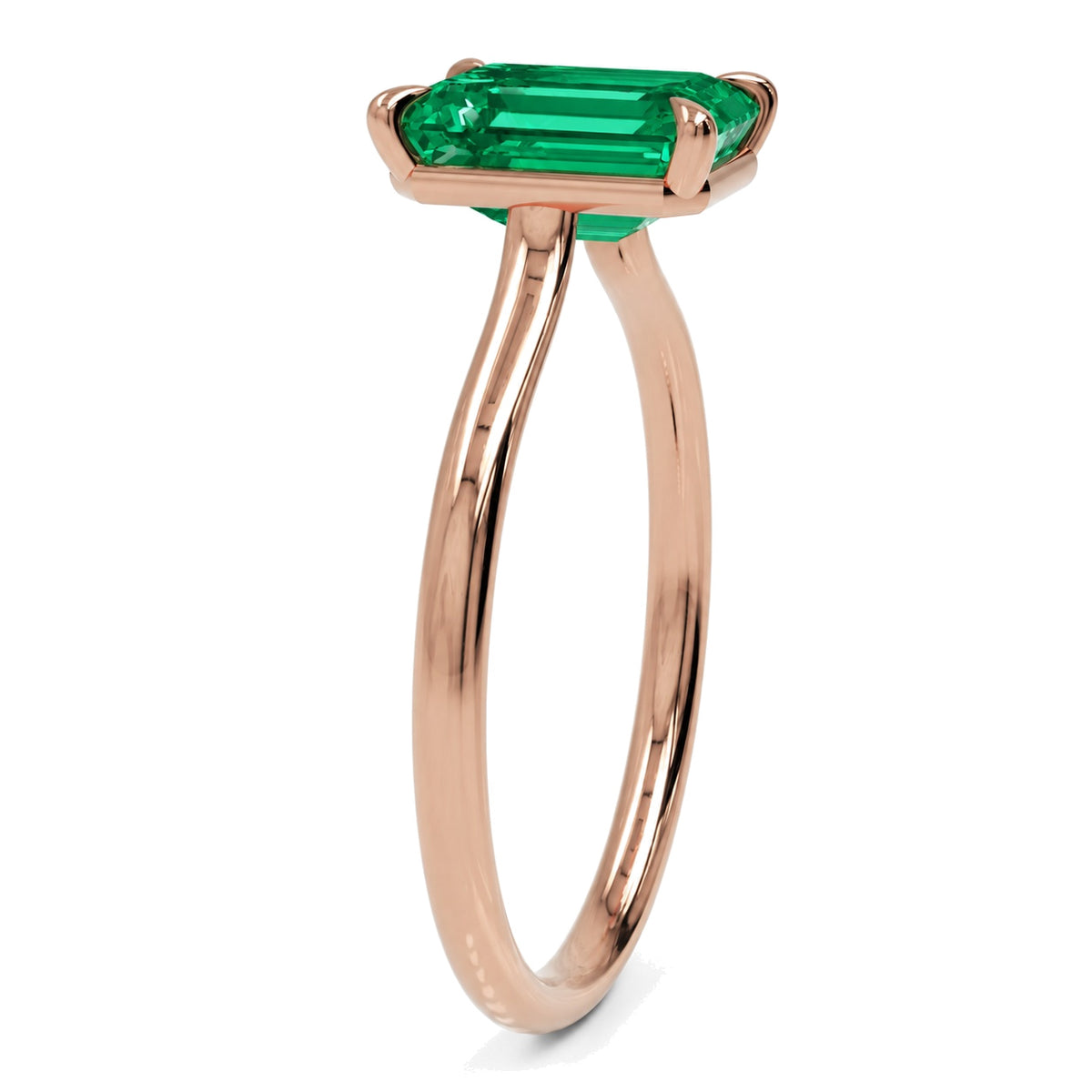 Inel de Logodnă Raphael din Aur 14k cu Smarald Creat în Laborator Emerald Cut 7x9 mm din 14k Aur Roz - Castelo.ro