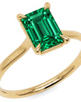 Inel de Logodnă Raphael din Aur 14k cu Smarald Creat în Laborator Emerald Cut 6x8 mm din 14k Aur Galben - Castelo.ro