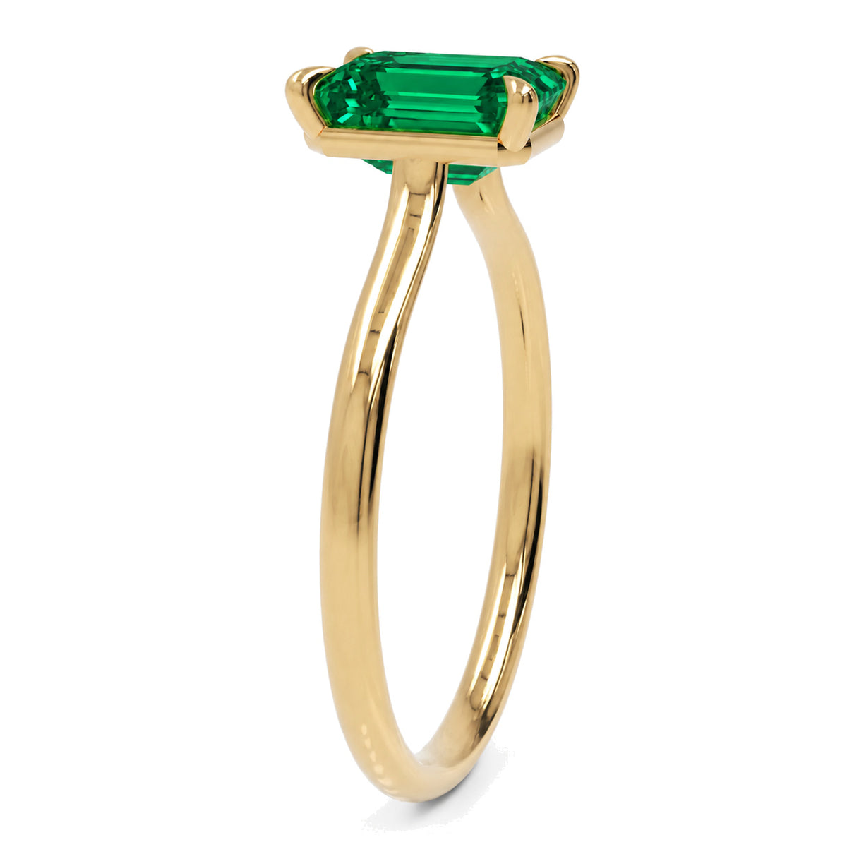 Inel de Logodnă Raphael din Aur 14k cu Smarald Creat în Laborator Emerald Cut 6x8 mm din 14k Aur Galben - Castelo.ro