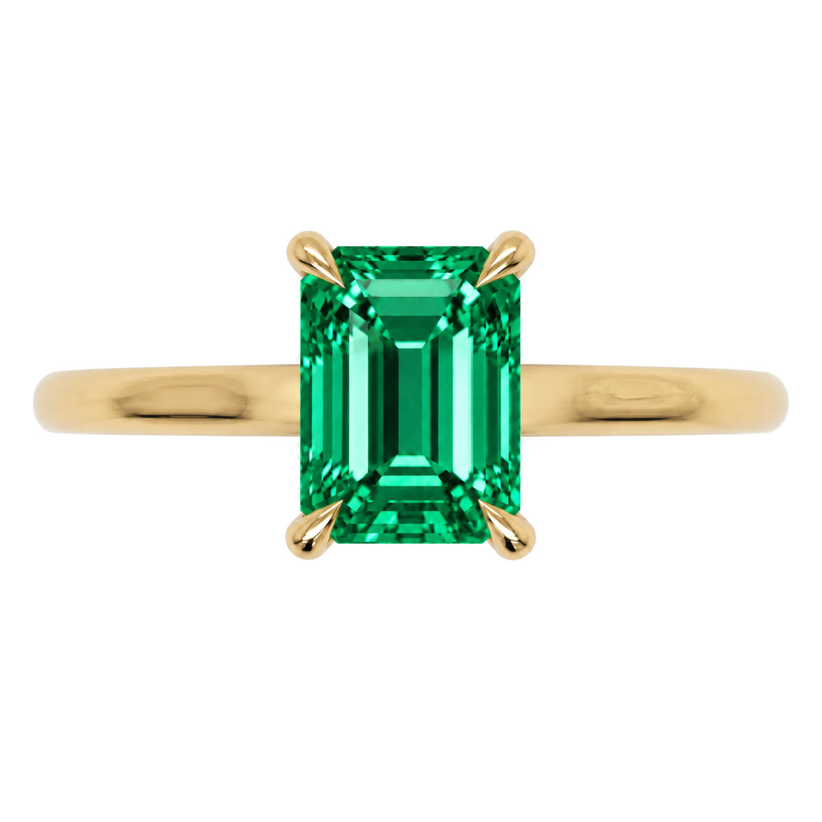 Inel de Logodnă Raphael din Aur 18k cu Smarald Creat în Laborator Emerald Cut 6x8 mm din 18k Aur Galben - Castelo.ro
