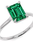 Inel de Logodnă Raphael din Aur 14k cu Smarald Creat în Laborator Emerald Cut 6x8 mm din 14k Aur Alb - Castelo.ro