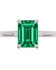 Inel de Logodnă Raphael din Aur 14k cu Smarald Creat în Laborator Emerald Cut 6x8 mm din 14k Aur Alb - Castelo.ro