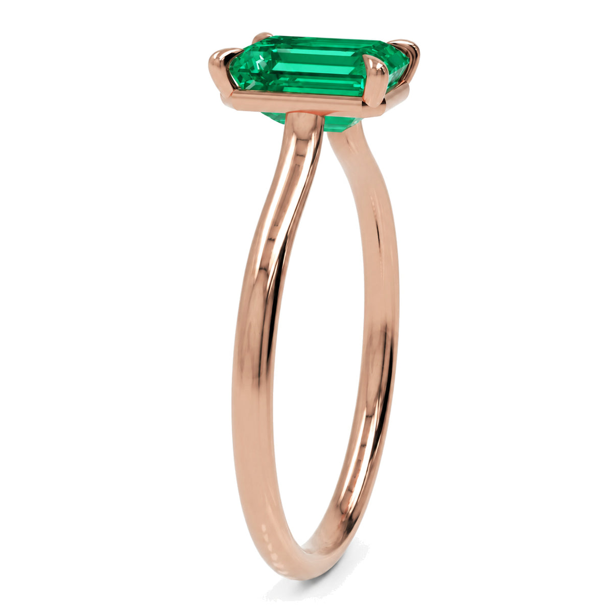 Inel de Logodnă Raphael din Aur 18k cu Smarald Creat în Laborator Emerald Cut 6x8 mm din 18k Aur Roz - Castelo.ro