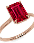 Inel de Logodnă Raphael din Aur 18k cu Rubin Creat în Laborator Emerald Cut 8x10 mm din 18k Aur Roz - Castelo.ro