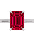 Inel de Logodnă Raphael din Aur 18k cu Rubin Creat în Laborator Emerald Cut 7x9 mm din Platina - Castelo.ro