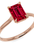 Inel de Logodnă Raphael din Aur 14k cu Rubin Creat în Laborator Emerald Cut 6x8 mm din 14k Aur Roz - Castelo.ro