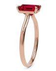 Inel de Logodnă Raphael din Aur 14k cu Rubin Creat în Laborator Emerald Cut 6x8 mm din 14k Aur Roz - Castelo.ro