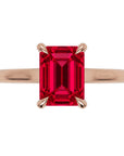 Inel de Logodnă Raphael din Aur 14k cu Rubin Creat în Laborator Emerald Cut 6x8 mm din 14k Aur Roz - Castelo.ro