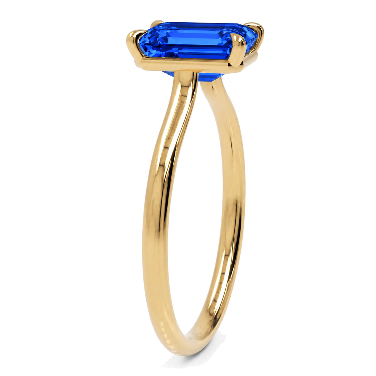 Inel de Logodnă Raphael din Aur 18k cu Safir Creat în Laborator Emerald Cut 8x10 mm din 18k Aur Galben - Castelo.ro