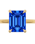 Inel de Logodnă Raphael din Aur 14k cu Safir Creat în Laborator Emerald Cut 8x10 mm din 14k Aur Galben - Castelo.ro