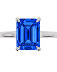 Inel de Logodnă Raphael din Aur 14k cu Safir Creat în Laborator Emerald Cut 8x10 mm din 14k Aur Alb - Castelo.ro