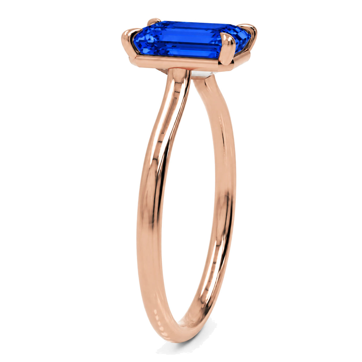 Inel de Logodnă Raphael din Aur 14k cu Safir Creat în Laborator Emerald Cut 8x10 mm din 14k Aur Roz - Castelo.ro