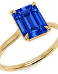 Inel de Logodnă Raphael din Aur 18k cu Safir Creat în Laborator Emerald Cut 7x9 mm din 18k Aur Galben - Castelo.ro