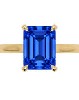 Inel de Logodnă Raphael din Aur 14k cu Safir Creat în Laborator Emerald Cut 7x9 mm din 14k Aur Galben - Castelo.ro