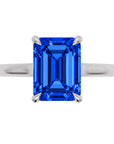 Inel de Logodnă Raphael din Aur 14k cu Safir Creat în Laborator Emerald Cut 7x9 mm din 14k Aur Alb - Castelo.ro