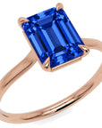 Inel de Logodnă Raphael din Aur 14k cu Safir Creat în Laborator Emerald Cut 7x9 mm din 14k Aur Roz - Castelo.ro