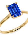Inel de Logodnă Raphael din Aur 18k cu Safir Creat în Laborator Emerald Cut 6x8 mm din 18k Aur Galben - Castelo.ro