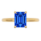 Inel de Logodnă Raphael din Aur 14k cu Safir Creat în Laborator Emerald Cut 6x8 mm din 14k Aur Galben - Castelo.ro