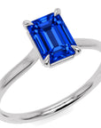 Inel de Logodnă Raphael din Aur 14k cu Safir Creat în Laborator Emerald Cut 6x8 mm din 14k Aur Alb - Castelo.ro
