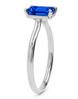 Inel de Logodnă Raphael din Aur 14k cu Safir Creat în Laborator Emerald Cut 6x8 mm din 14k Aur Alb - Castelo.ro