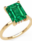 Inel de Logodnă Windsor din Aur 14k cu Smarald Creat în Laborator Emerald Cut 10x8 mm și Diamante Create în Laborator din 14k Aur Galben - Castelo.ro