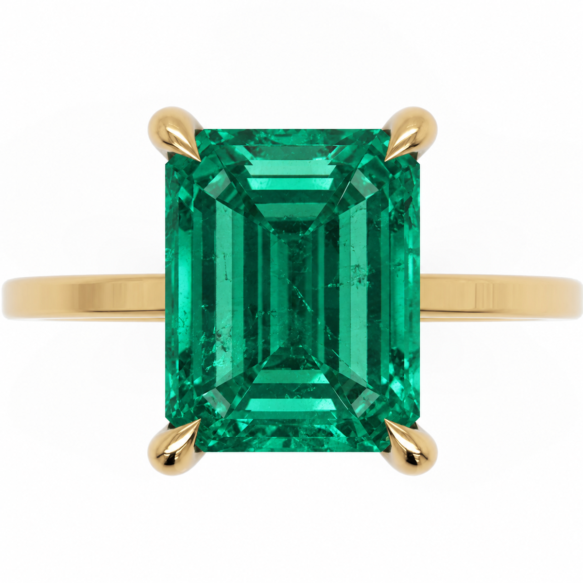 Inel de Logodnă Windsor din Aur 14k cu Smarald Creat în Laborator Emerald Cut 10x8 mm și Diamante Create în Laborator din 14k Aur Galben - Castelo.ro