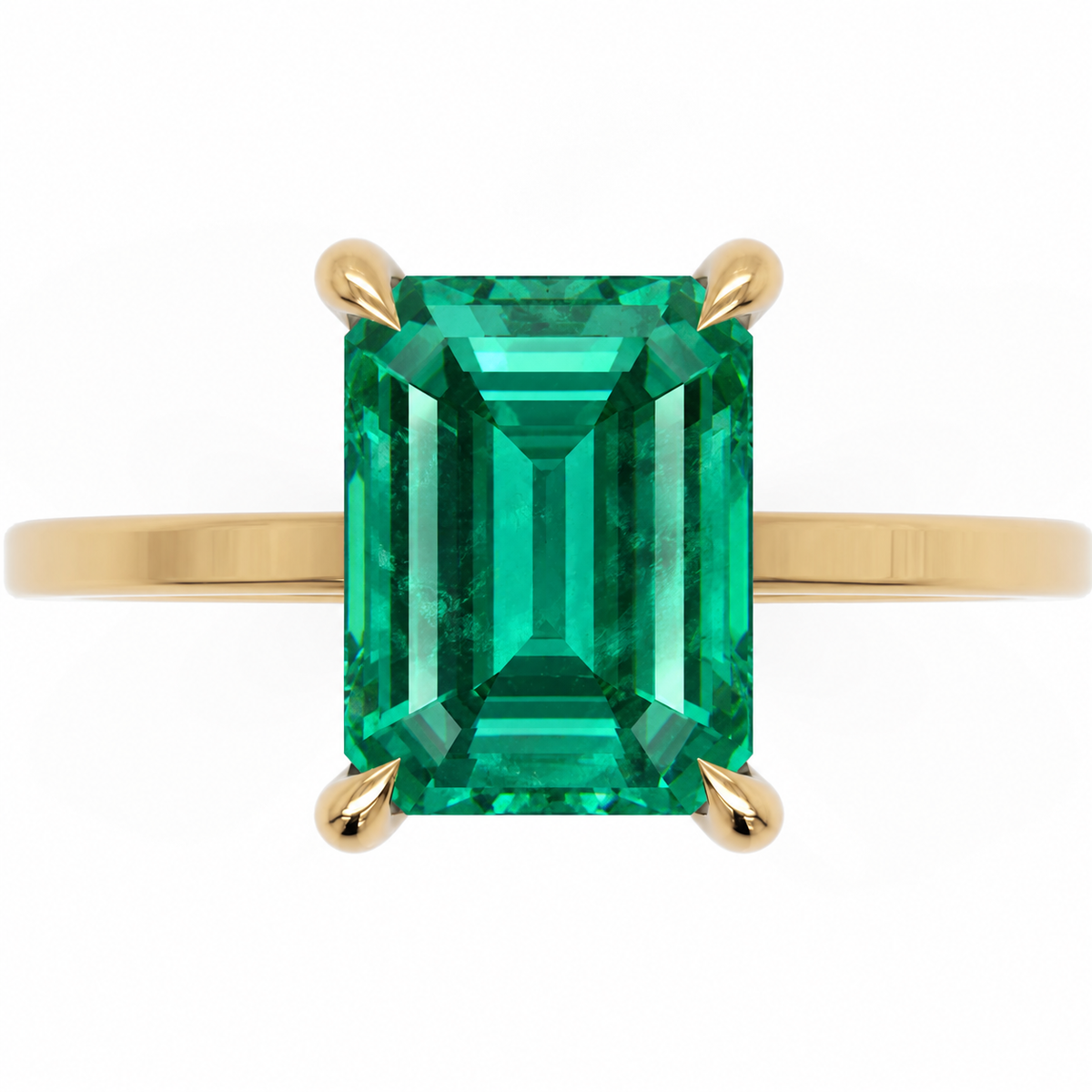 Inel de Logodnă Windsor din Aur 18k cu Smarald Creat în Laborator Emerald Cut 9x7 mm și Diamante Create în Laborator din 18k Aur Galben - Castelo.ro