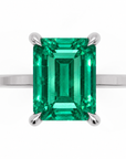 Inel de Logodnă Windsor din Aur 14k cu Smarald Creat în Laborator Emerald Cut 9x7 mm și Diamante Create în Laborator din 14k Aur Alb - Castelo.ro
