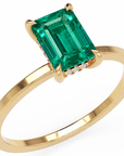 Inel de Logodnă Windsor din Aur 14k cu Smarald Creat în Laborator Emerald Cut 8x6 mm și Diamante Create în Laborator din 14k Aur Galben - Castelo.ro