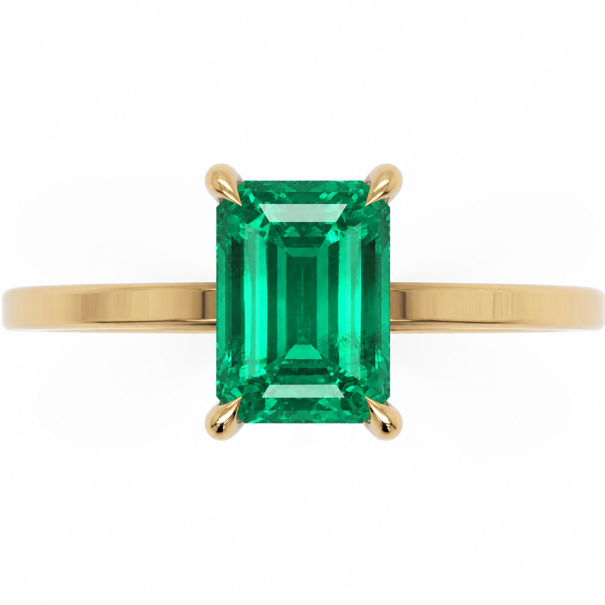 Inel de Logodnă Windsor din Aur 18k cu Smarald Creat în Laborator Emerald Cut 8x6 mm și Diamante Create în Laborator din 18k Aur Galben - Castelo.ro