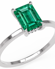 Inel de Logodnă Windsor din Aur 14k cu Smarald Creat în Laborator Emerald Cut 8x6 mm și Diamante Create în Laborator din 14k Aur Alb - Castelo.ro