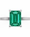 Inel de Logodnă Windsor din Aur 14k cu Smarald Creat în Laborator Emerald Cut 8x6 mm și Diamante Create în Laborator din 14k Aur Alb - Castelo.ro