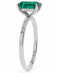 Inel de Logodnă Windsor din Aur 18k cu Smarald Creat în Laborator Emerald Cut 8x6 mm și Diamante Create în Laborator din Platina - Castelo.ro