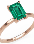 Inel de Logodnă Windsor din Aur 18k cu Smarald Creat în Laborator Emerald Cut 8x6 mm și Diamante Create în Laborator din 18k Aur Roz - Castelo.ro