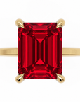 Inel de Logodnă Windsor din Aur 14k cu Rubin Creat în Laborator Emerald Cut 10x8 mm și Diamante Create în Laborator din 14k Aur Galben - Castelo.ro