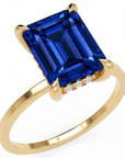 Inel de Logodnă Windsor din Aur 18k cu Safir Creat în Laborator Emerald Cut 10x8 mm și Diamante Create în Laborator din 18k Aur Galben - Castelo.ro