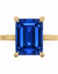 Inel de Logodnă Windsor din Aur 14k cu Safir Creat în Laborator Emerald Cut 9x7 mm și Diamante Create în Laborator din 14k Aur Galben - Castelo.ro