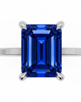 Inel de Logodnă Windsor din Aur 14k cu Safir Creat în Laborator Emerald Cut 9x7 mm și Diamante Create în Laborator din 14k Aur Alb - Castelo.ro