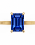 Inel de Logodnă Windsor din Aur 14k cu Safir Creat în Laborator Emerald Cut 8x6 mm și Diamante Create în Laborator din 14k Aur Galben - Castelo.ro