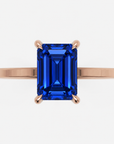 Inel de Logodnă Windsor din Aur 14k cu Safir Creat în Laborator Emerald Cut 8x6 mm și Diamante Create în Laborator din 14k Aur Roz - Castelo.ro
