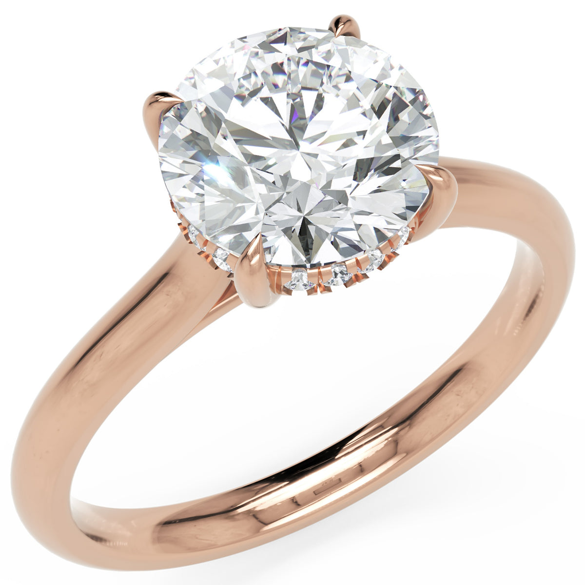 Inel de Logodnă Eaton din Aur 14k cu Diamant Natural Round de 2 ct din 14k Aur Roz - Castelo.ro