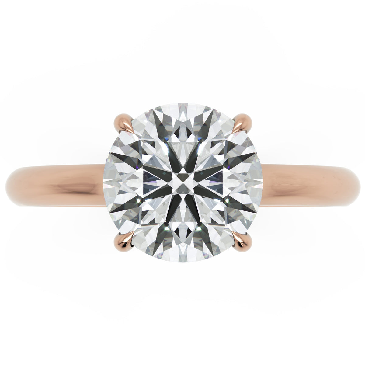 Inel de Logodnă Eaton din Aur 14k cu Diamant Natural Round de 2 ct din 14k Aur Roz - Castelo.ro