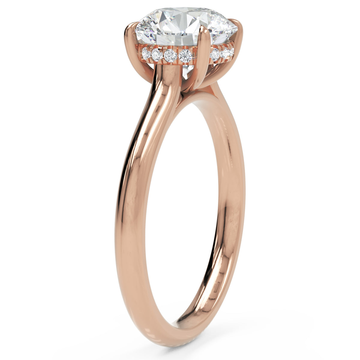 Inel de Logodnă Eaton din Aur 14k cu Moissanite Round de 2 ct din 14k Aur Roz - Castelo.ro